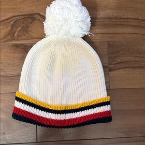 Tommy Hilfiger CozyPom-Pom Beanie - Cream, Red, Yellow, and Navy Blue